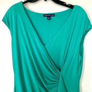 New!!  American Living seafoam green silky sleeveless dress with front ruffle
